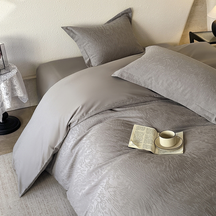 91家纺网 家纺一手货源 找家纺 宜家坊 2026新款全棉60S长绒棉立体厚织提花单枕套 克拉拉-太空灰