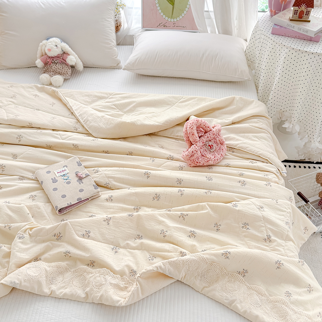 91家纺网 家纺一手货源 找家纺 （总）芯恋家居 2026新款亚麻风云感花边夏被夏凉被空调被春秋被