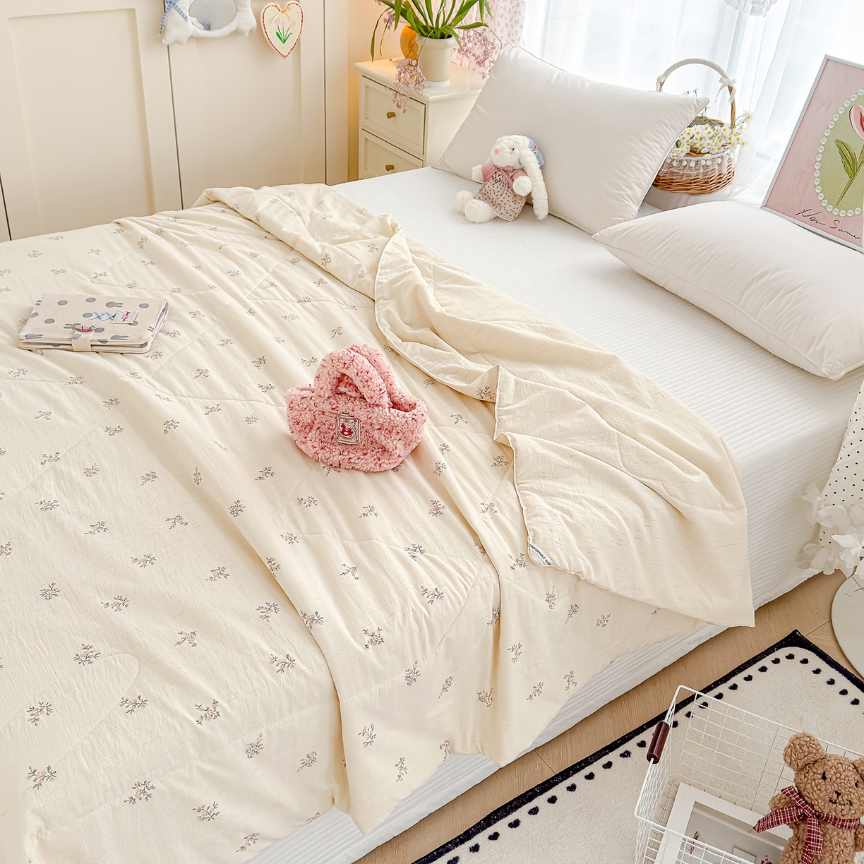 91家纺网 家纺一手货源 找家纺 芯恋家居 2026新款亚麻风云感花边夏被夏凉被空调被春秋被 芬芳