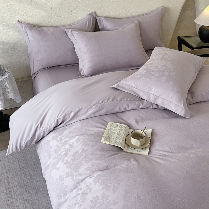 91家纺网 家纺一手货源 找家纺 宜家坊 2026新款全棉60S长绒棉立体厚织提花单枕套 香草-幻影紫