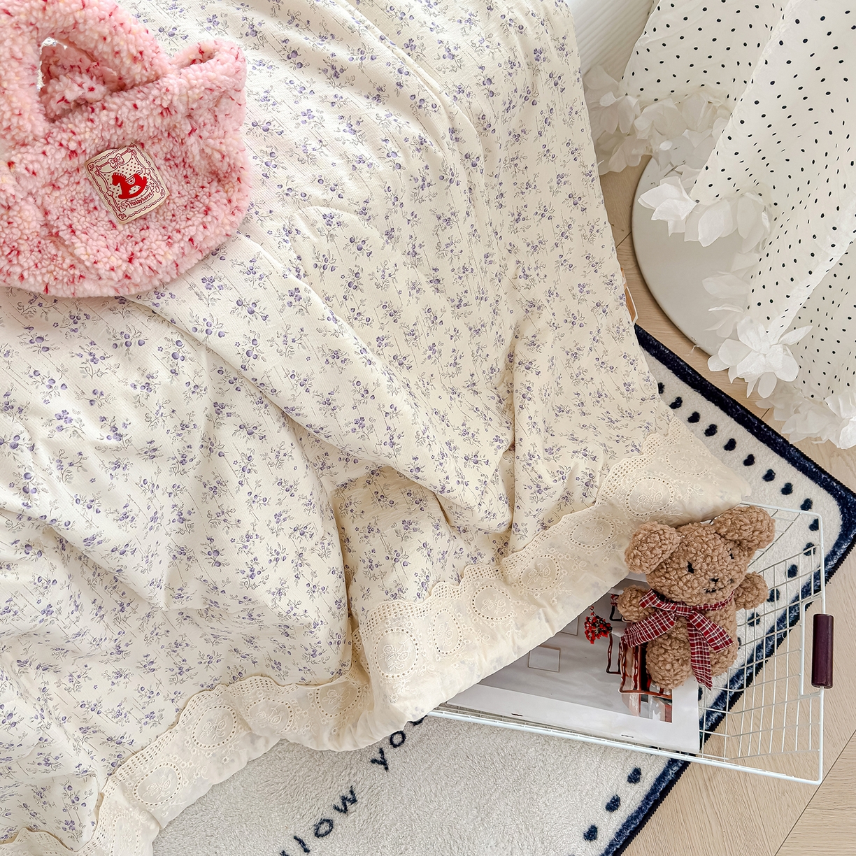 91家纺网 家纺一手货源 找家纺 芯恋家居 2026新款亚麻风云感花边夏被夏凉被空调被春秋被 向晚