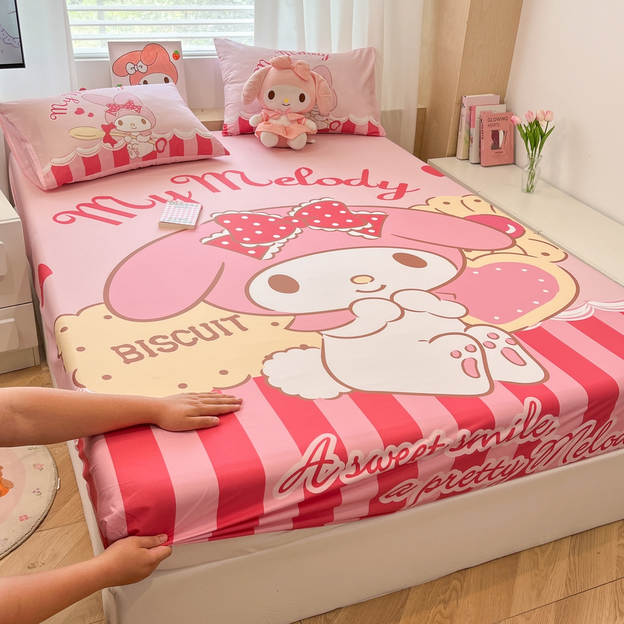 91家纺网 家纺一手货源 找家纺 孩子王家纺 2026新款卡通全棉正版授权大版三丽鸥系列四件套单品单床笠（含防伪码） 饼干美乐蒂