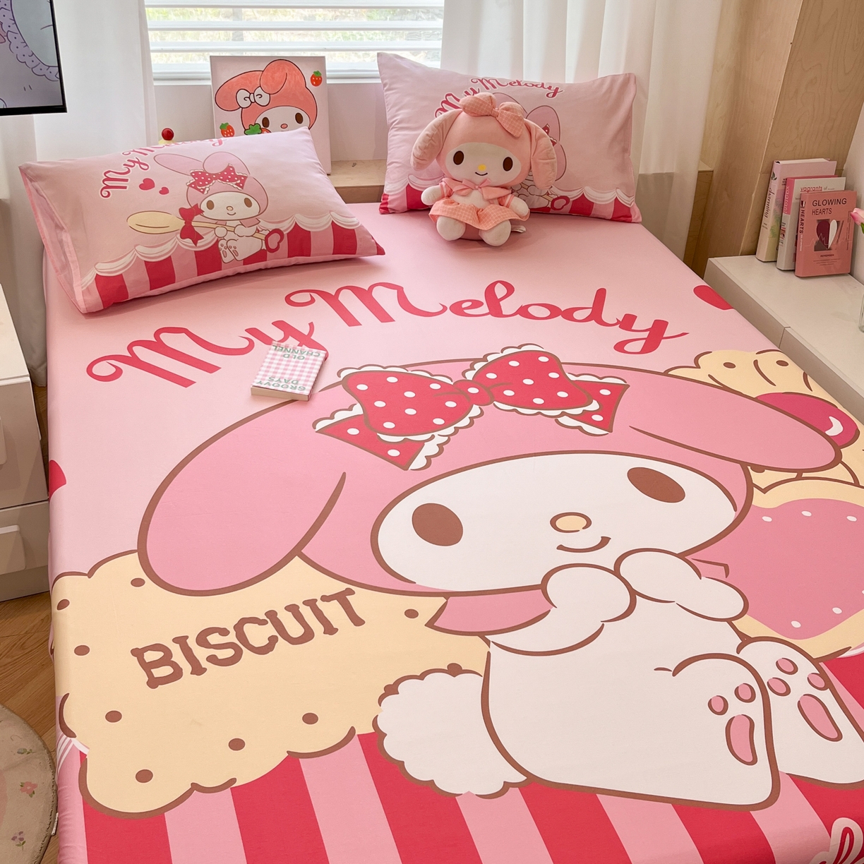 91家纺网 家纺一手货源 找家纺 孩子王家纺 2026新款卡通全棉正版授权大版三丽鸥系列四件套单品单床笠（含防伪码） 饼干美乐蒂
