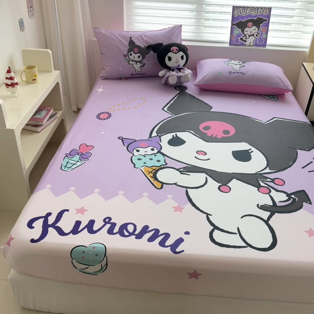 91家纺网 家纺一手货源 找家纺 孩子王家纺 2026新款卡通全棉正版授权大版三丽鸥系列四件套单品单床笠（含防伪码） 甜筒库洛米