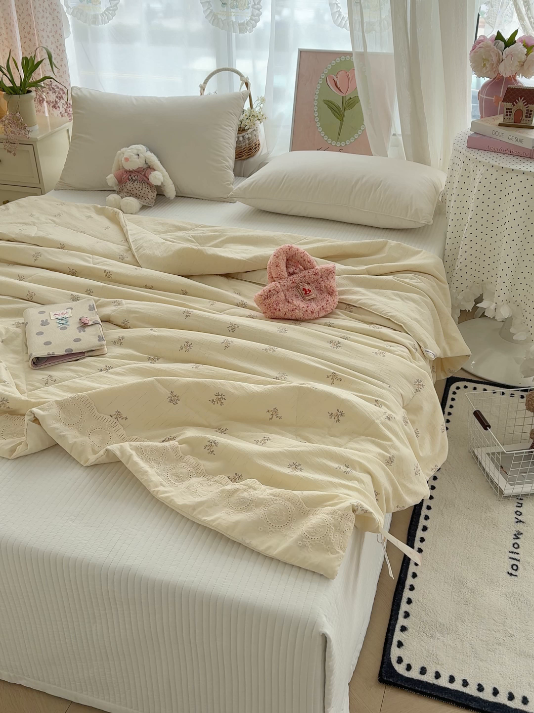 91家纺网 家纺一手货源 找家纺 芯恋家居 2026新款亚麻风云感花边夏被夏凉被空调被春秋被 芬芳