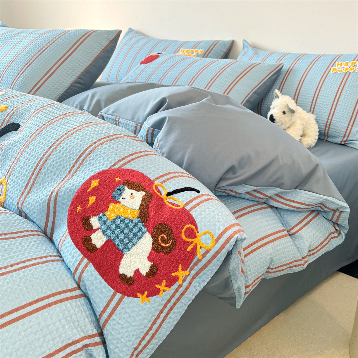 91家纺网 家纺一手货源 找家纺 （总）眷恋家纺 2026新款全棉纯棉A版华夫格B版40支毛巾绣四件套