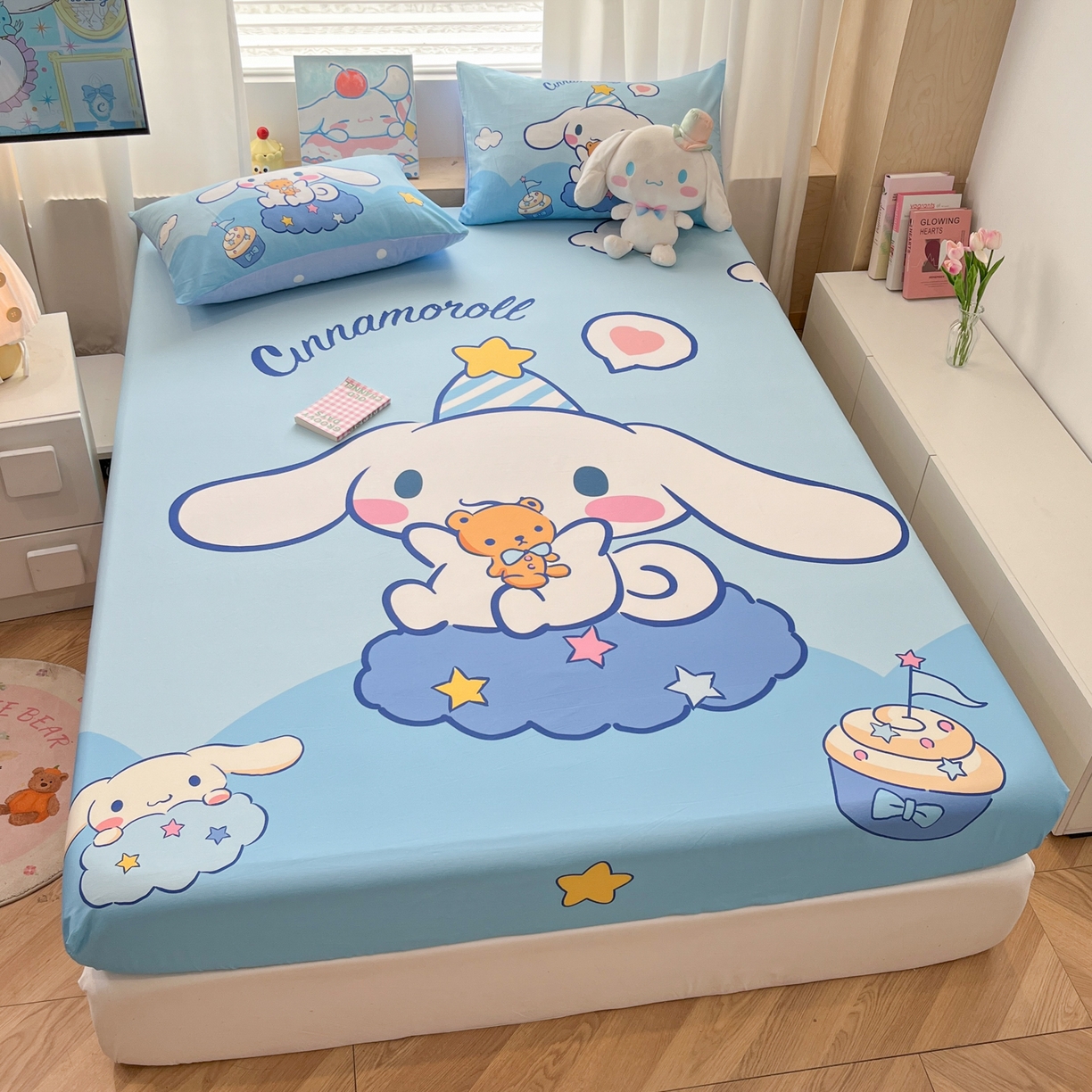 91家纺网 家纺一手货源 找家纺 孩子王家纺 2026新款卡通全棉正版授权大版三丽鸥系列四件套单品单床笠（含防伪码） 棉花糖大耳狗