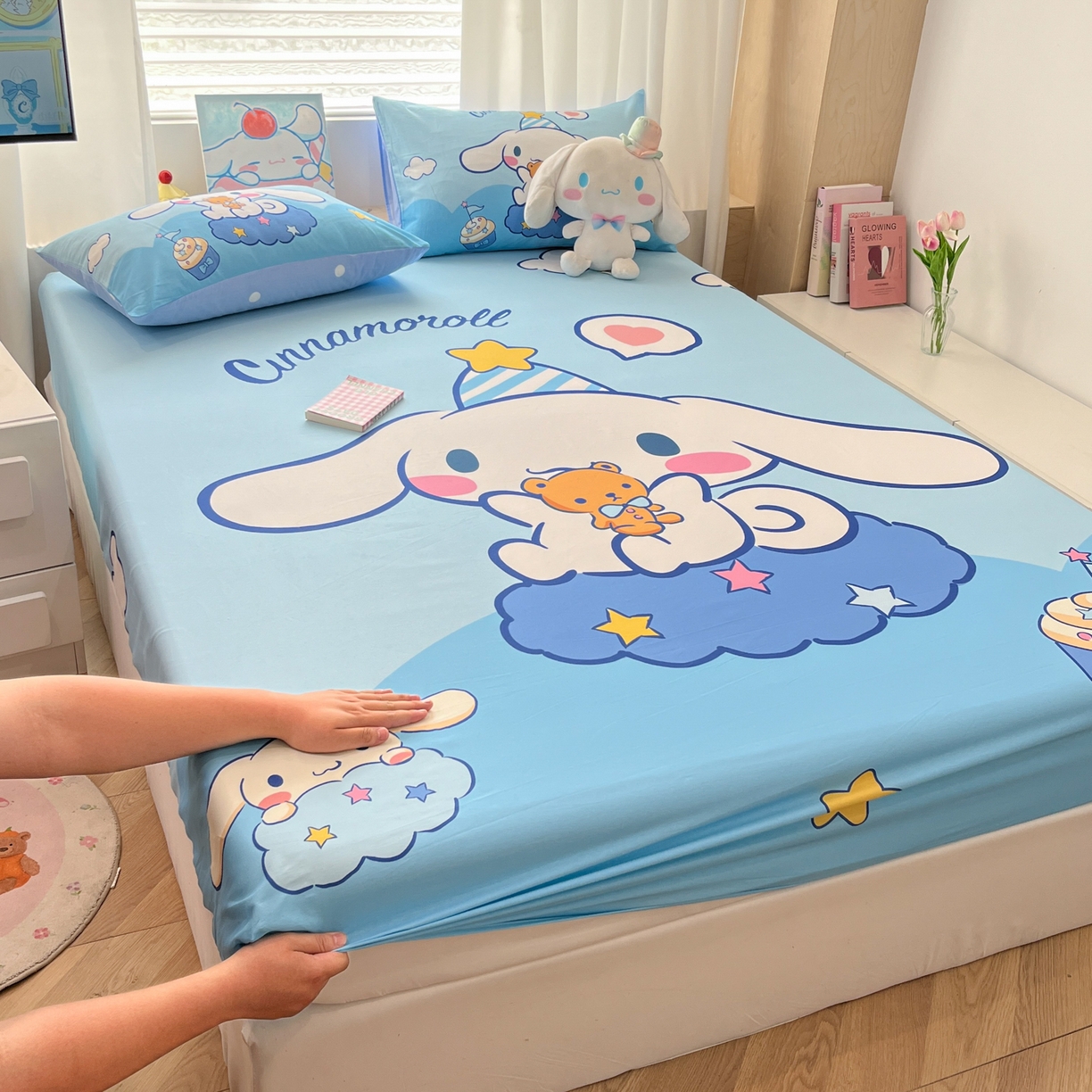 91家纺网 家纺一手货源 找家纺 孩子王家纺 2026新款卡通全棉正版授权大版三丽鸥系列四件套单品单床笠（含防伪码） 棉花糖大耳狗