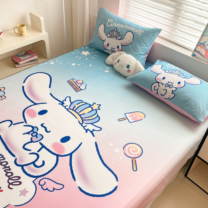91家纺网 家纺一手货源 找家纺 孩子王家纺 2026新款卡通全棉正版授权大版三丽鸥系列四件套单品单床笠（含防伪码）闪亮玉桂狗