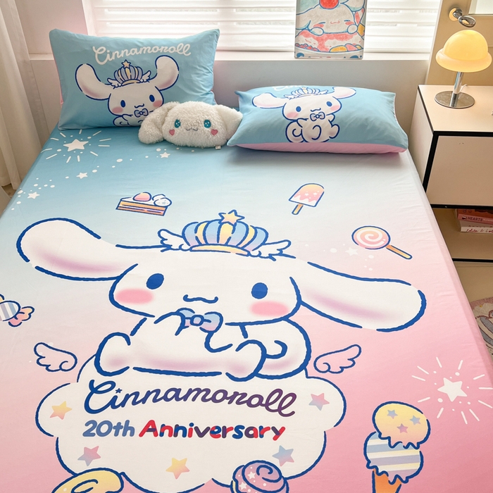 91家纺网 家纺一手货源 找家纺 孩子王家纺 2026新款卡通全棉正版授权大版三丽鸥系列四件套单品单床笠（含防伪码）闪亮玉桂狗