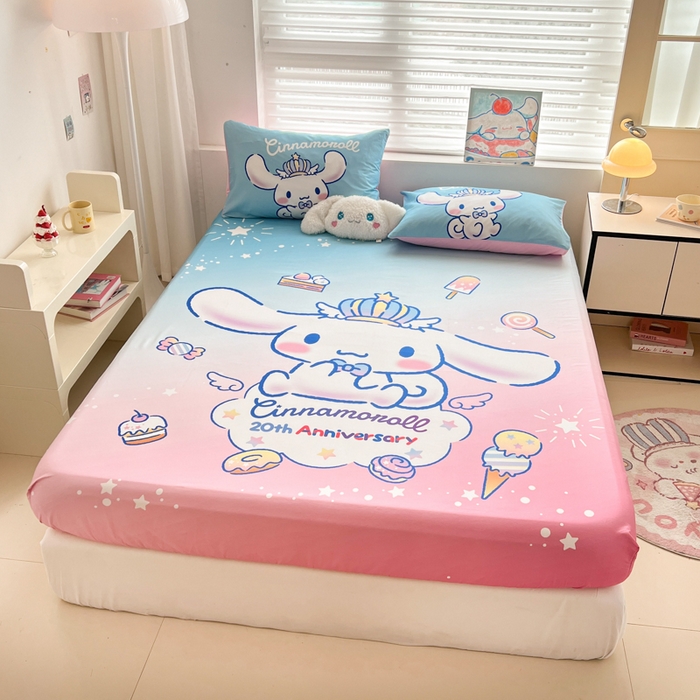 91家纺网 家纺一手货源 找家纺 孩子王家纺 2026新款卡通全棉正版授权大版三丽鸥系列四件套单品单床笠（含防伪码）闪亮玉桂狗