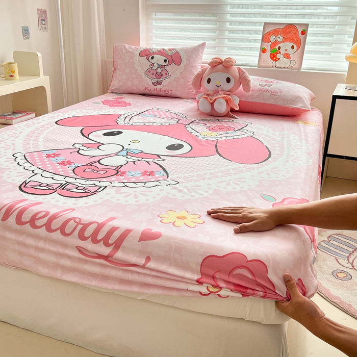 91家纺网 家纺一手货源 找家纺 孩子王家纺 2026新款卡通全棉正版授权大版三丽鸥系列四件套单品单床笠（含防伪码） 少女美乐蒂