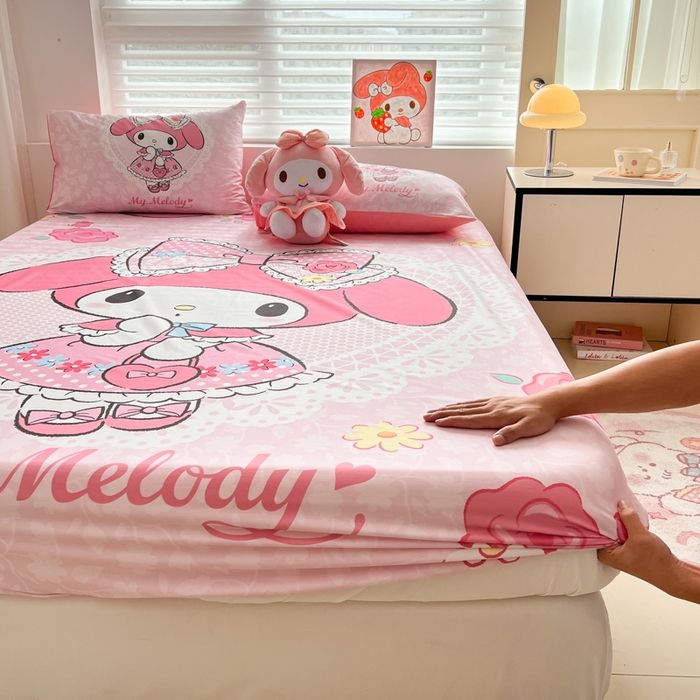 91家纺网 家纺一手货源 找家纺 孩子王家纺 2026新款卡通全棉正版授权大版三丽鸥系列四件套单品单床笠（含防伪码） 少女美乐蒂