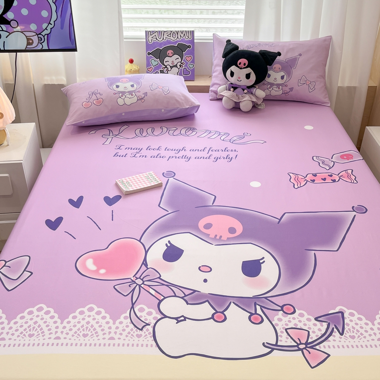 91家纺网 家纺一手货源 找家纺 孩子王家纺 2026新款卡通全棉正版授权大版三丽鸥系列四件套单品单床笠（含防伪码） 幸运库洛米