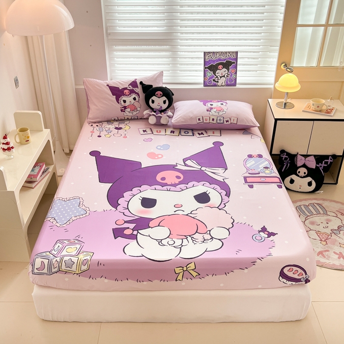 91家纺网 家纺一手货源 找家纺 孩子王家纺 2026新款卡通全棉正版授权大版三丽鸥系列四件套单品单床笠（含防伪码） 美妆库洛米