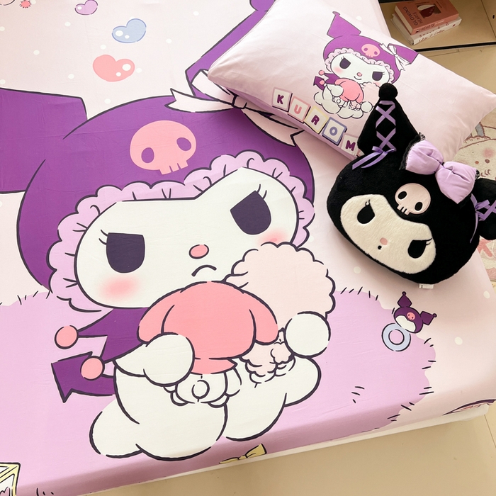 91家纺网 家纺一手货源 找家纺 孩子王家纺 2026新款卡通全棉正版授权大版三丽鸥系列四件套单品单床笠（含防伪码） 美妆库洛米