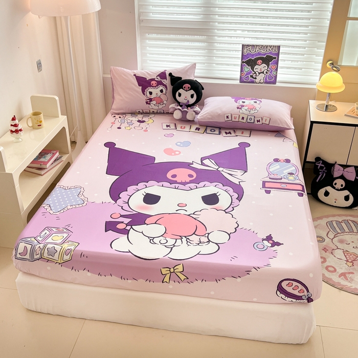 91家纺网 家纺一手货源 找家纺 孩子王家纺 2026新款卡通全棉正版授权大版三丽鸥系列四件套单品单床笠（含防伪码） 美妆库洛米