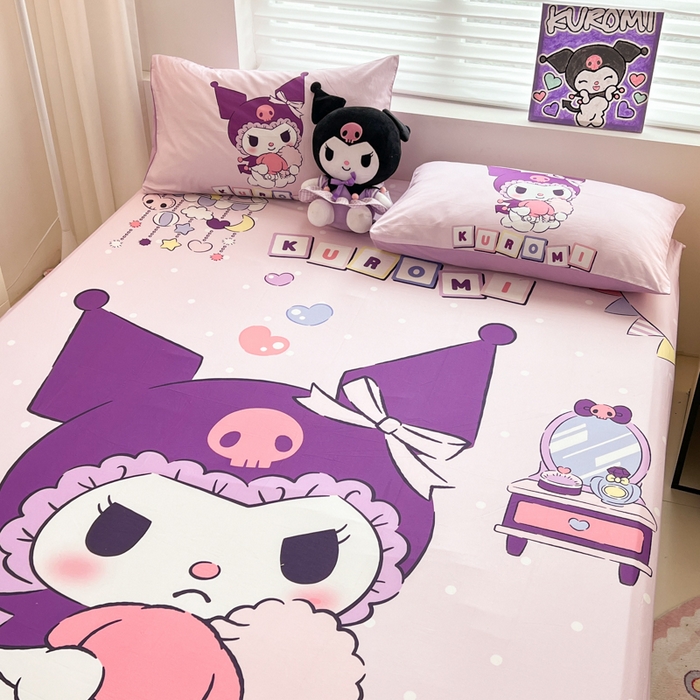 91家纺网 家纺一手货源 找家纺 孩子王家纺 2026新款卡通全棉正版授权大版三丽鸥系列四件套单品单床笠（含防伪码） 美妆库洛米