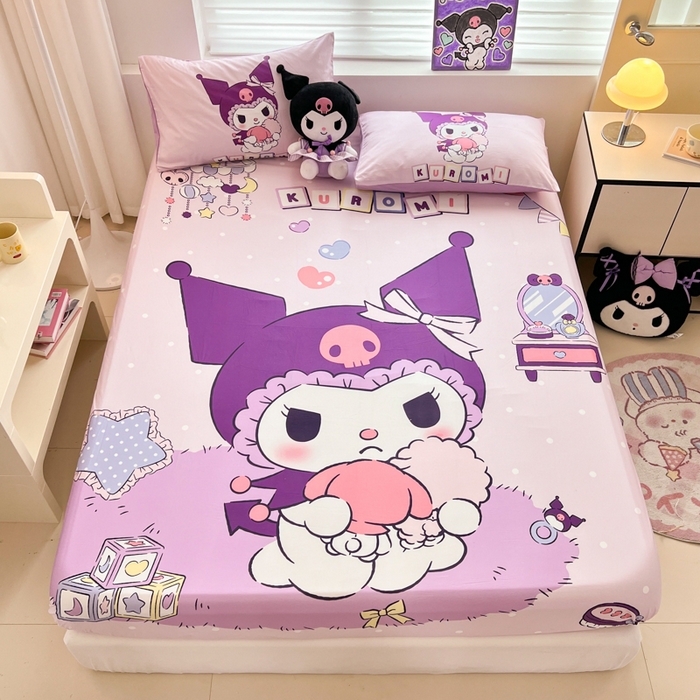 91家纺网 家纺一手货源 找家纺 孩子王家纺 2026新款卡通全棉正版授权大版三丽鸥系列四件套单品单床笠（含防伪码） 美妆库洛米