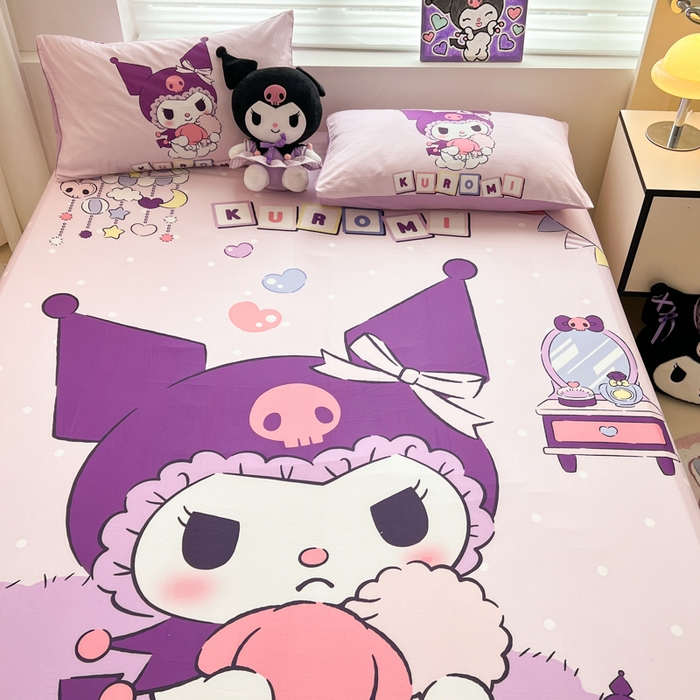 91家纺网 家纺一手货源 找家纺 孩子王家纺 2026新款卡通全棉正版授权大版三丽鸥系列四件套单品单床笠（含防伪码） 美妆库洛米