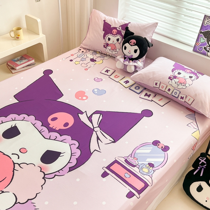 91家纺网 家纺一手货源 找家纺 孩子王家纺 2026新款卡通全棉正版授权大版三丽鸥系列四件套单品单床笠（含防伪码） 美妆库洛米