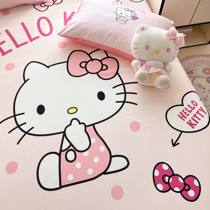 91家纺网 家纺一手货源 找家纺 孩子王家纺 2026新款卡通全棉正版授权大版三丽鸥系列四件套单品单床笠（含防伪码） 时尚KT