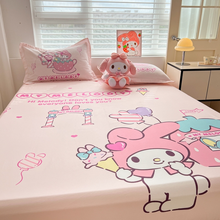 91家纺网 家纺一手货源 找家纺 孩子王家纺 2026新款卡通全棉正版授权大版三丽鸥系列四件套单品单床笠（含防伪码） 甜甜美乐蒂