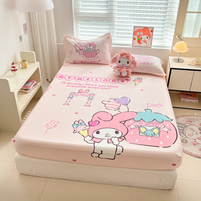 91家纺网 家纺一手货源 找家纺 孩子王家纺 2026新款卡通全棉正版授权大版三丽鸥系列四件套单品单床笠（含防伪码） 甜甜美乐蒂