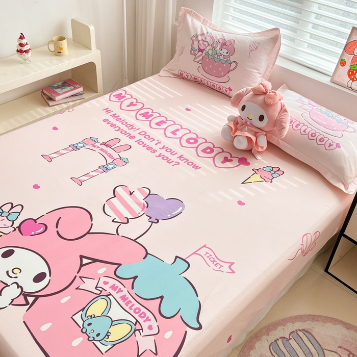 91家纺网 家纺一手货源 找家纺 孩子王家纺 2026新款卡通全棉正版授权大版三丽鸥系列四件套单品单床笠（含防伪码） 甜甜美乐蒂