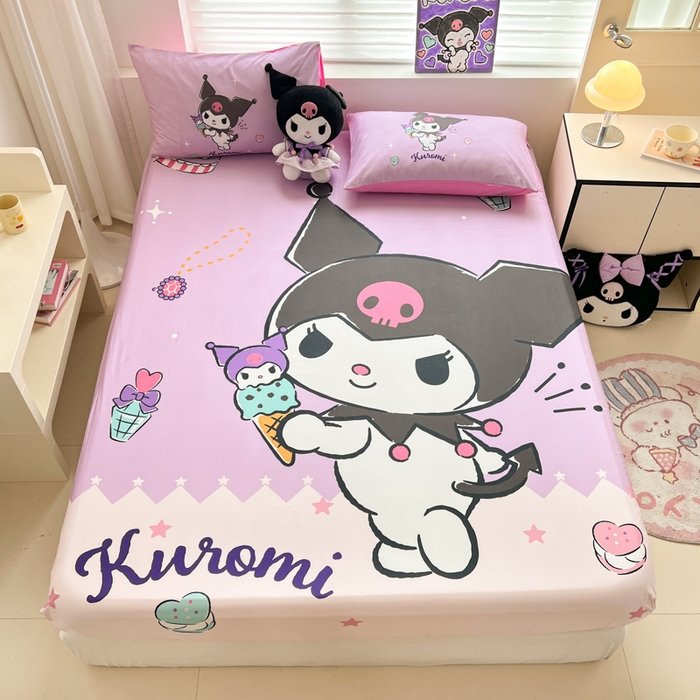 91家纺网 家纺一手货源 找家纺 孩子王家纺 2026新款卡通全棉正版授权大版三丽鸥系列四件套单品单床笠（含防伪码） 甜筒库洛米