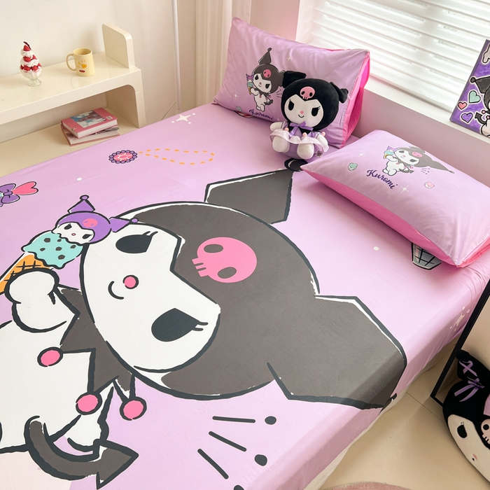 91家纺网 家纺一手货源 找家纺 孩子王家纺 2026新款卡通全棉正版授权大版三丽鸥系列四件套单品单床笠（含防伪码） 甜筒库洛米