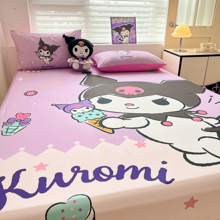 91家纺网 家纺一手货源 找家纺 孩子王家纺 2026新款卡通全棉正版授权大版三丽鸥系列四件套单品单床笠（含防伪码） 甜筒库洛米