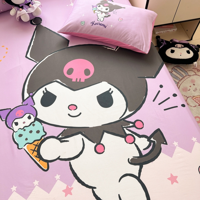 91家纺网 家纺一手货源 找家纺 孩子王家纺 2026新款卡通全棉正版授权大版三丽鸥系列四件套单品单床笠（含防伪码） 甜筒库洛米