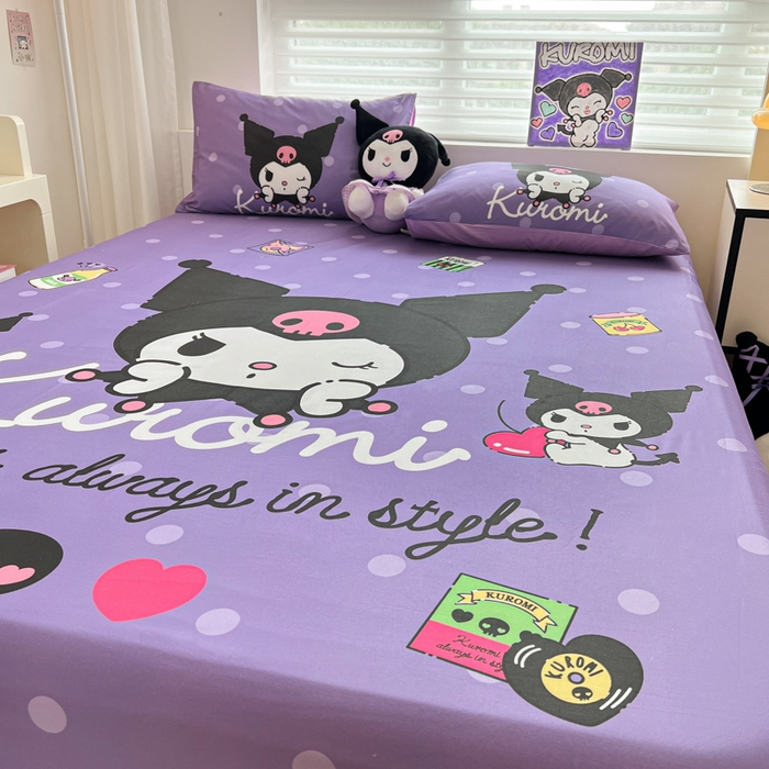 91家纺网 家纺一手货源 找家纺 孩子王家纺 2026新款卡通全棉正版授权大版三丽鸥系列四件套单品单床笠（含防伪码） 圆点库洛米