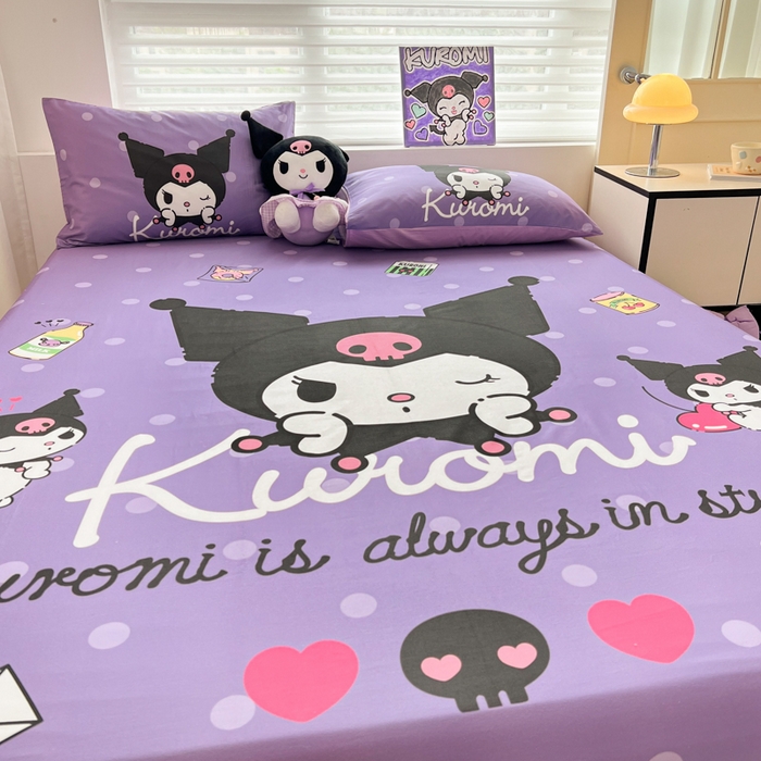 91家纺网 家纺一手货源 找家纺 孩子王家纺 2026新款卡通全棉正版授权大版三丽鸥系列四件套单品单床笠（含防伪码） 圆点库洛米