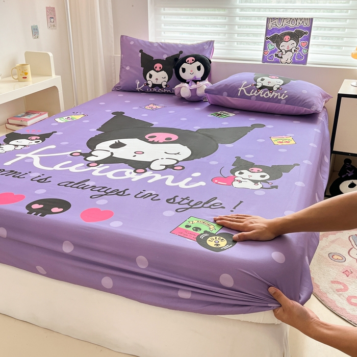 91家纺网 家纺一手货源 找家纺 孩子王家纺 2026新款卡通全棉正版授权大版三丽鸥系列四件套单品单床笠（含防伪码） 圆点库洛米