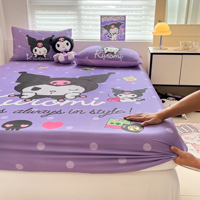 91家纺网 家纺一手货源 找家纺 孩子王家纺 2026新款卡通全棉正版授权大版三丽鸥系列四件套单品单床笠（含防伪码） 圆点库洛米