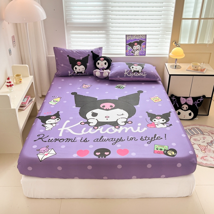 孩子王家纺 2026新款卡通全棉正版授权大版三丽鸥系列四件套单品单床笠（含防伪码） 圆点库洛米