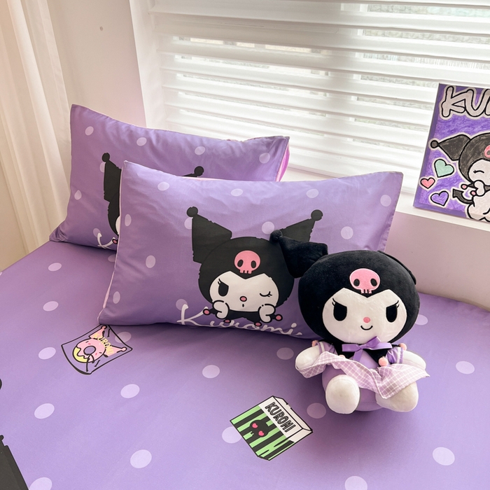 91家纺网 家纺一手货源 找家纺 孩子王家纺 2026新款卡通全棉正版授权大版三丽鸥系列四件套单品单床笠（含防伪码） 圆点库洛米