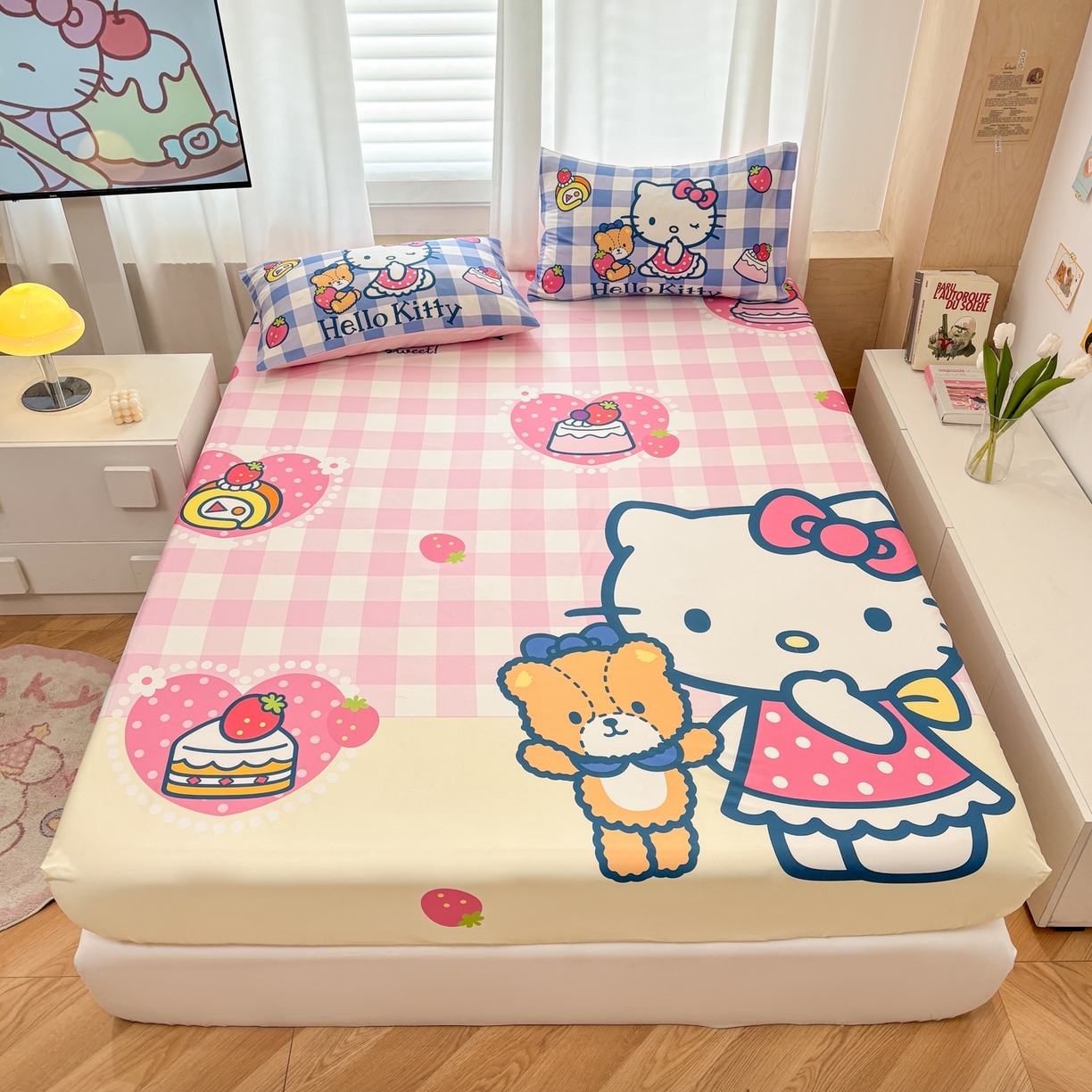 91家纺网 家纺一手货源 找家纺 （总）孩子王家纺 2026新款卡通全棉正版授权大版三丽鸥系列四件套单品单床笠（含防伪码）