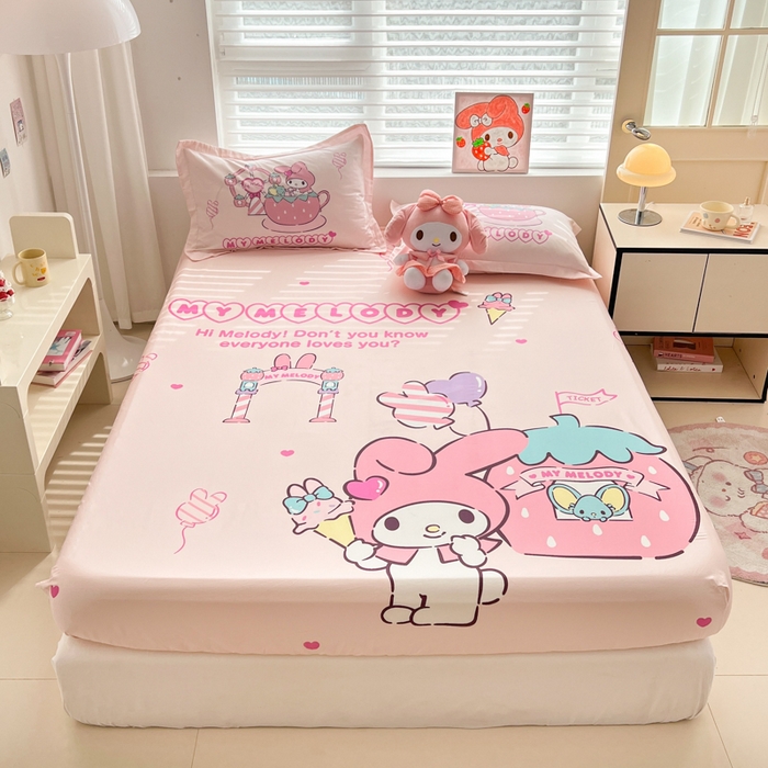 91家纺网 家纺一手货源 找家纺 孩子王家纺 2026新款卡通全棉正版授权大版三丽鸥系列四件套单品单床笠（含防伪码） 甜甜美乐蒂