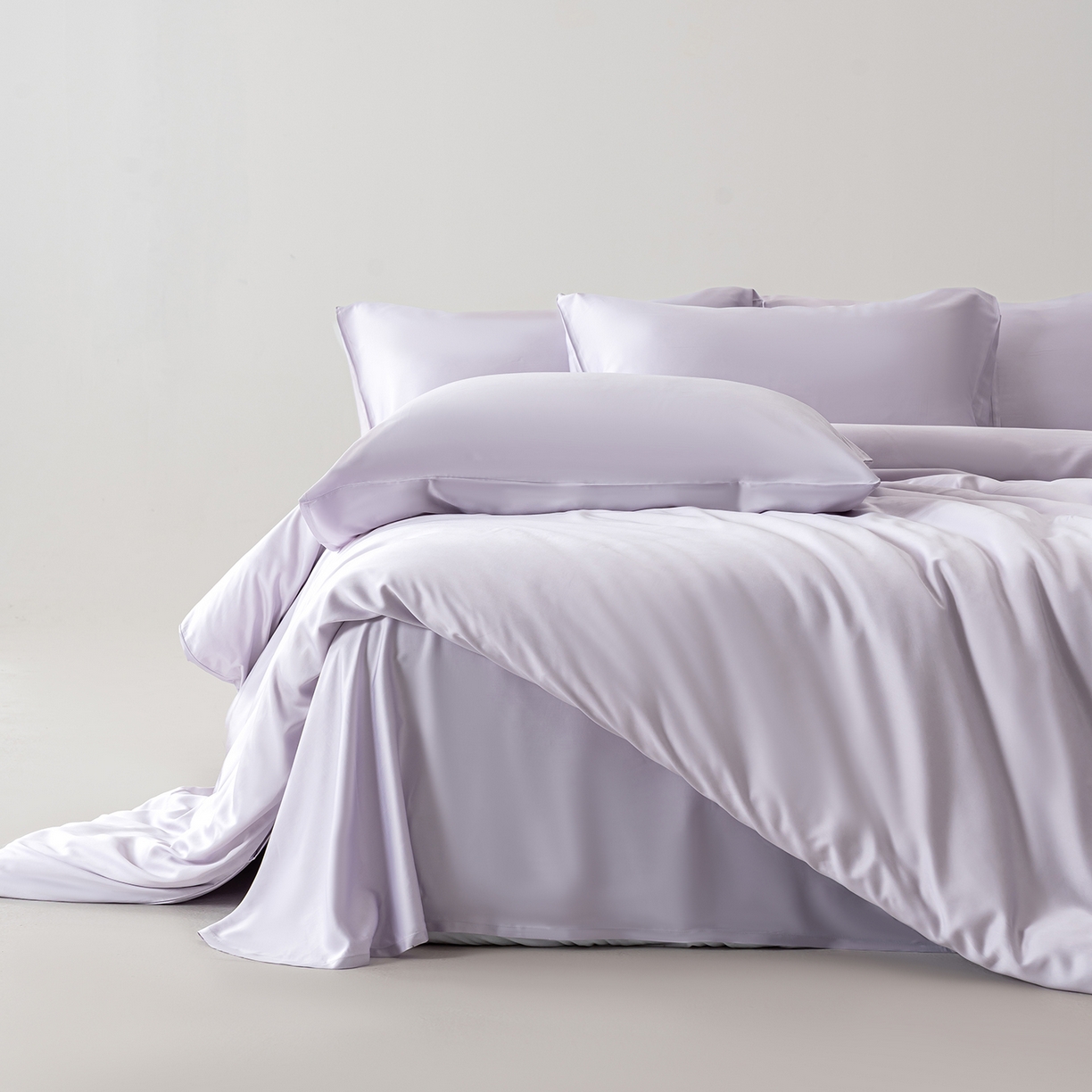 91家纺网 家纺一手货源 找家纺 轩和家居 2026新款60支竹纤维四件套天竹A类婴幼儿级别天然抑菌 甜紫