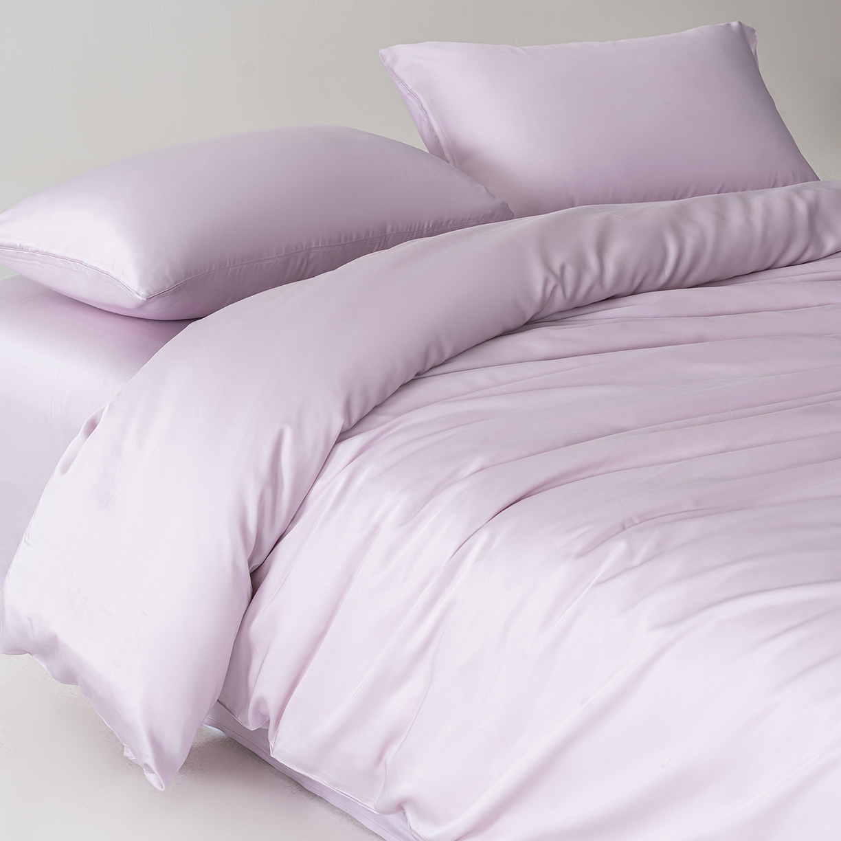 91家纺网 家纺一手货源 找家纺 轩和家居 2026新款60支竹纤维四件套天竹A类婴幼儿级别天然抑菌 淡紫