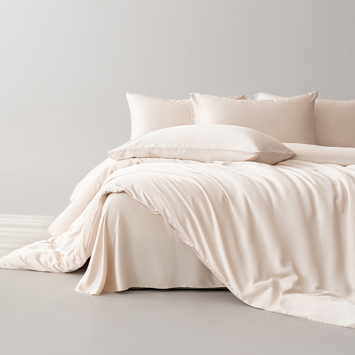 91家纺网 家纺一手货源 找家纺 轩和家居 2026新款60支竹纤维四件套天竹A类婴幼儿级别天然抑菌 奶咖