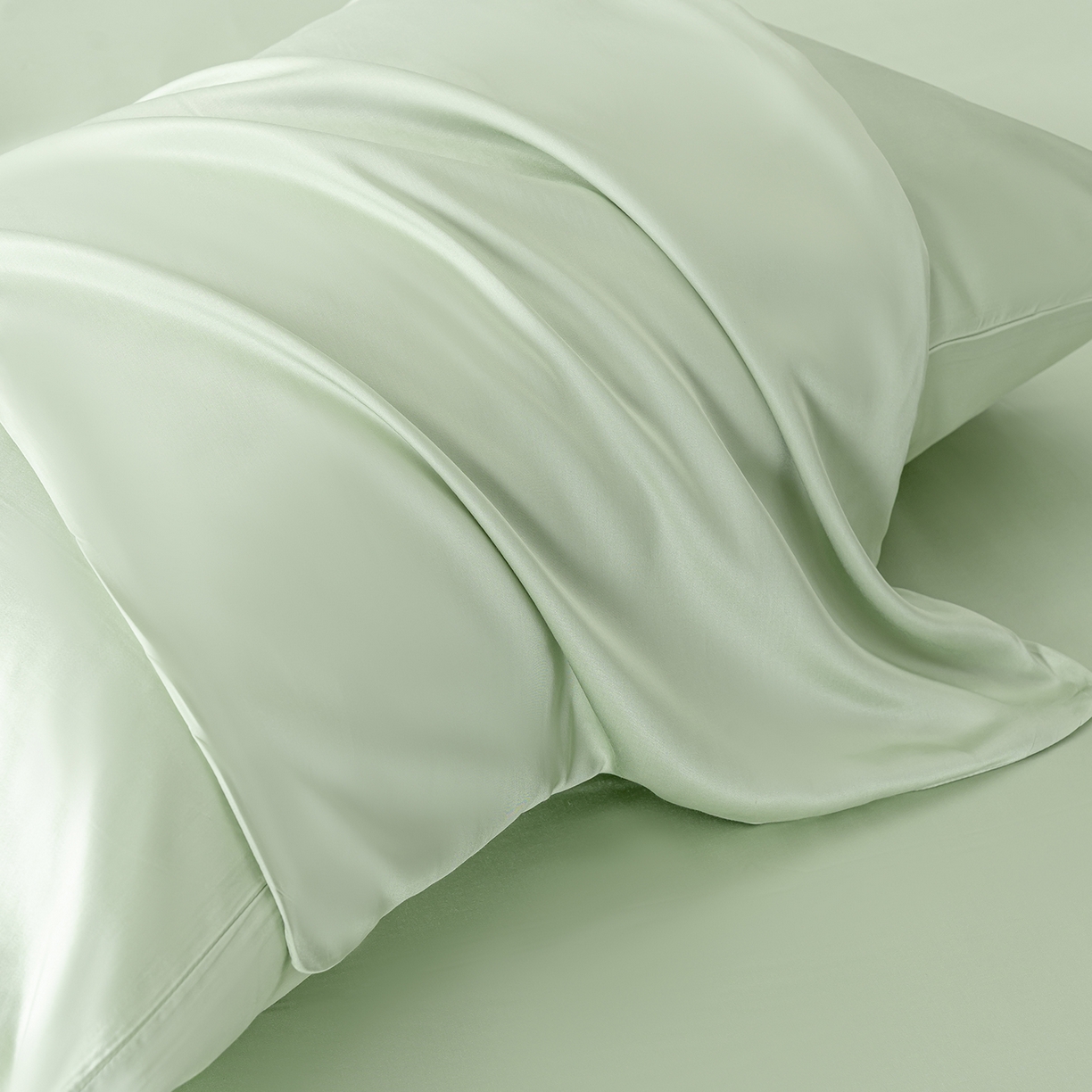 91家纺网 家纺一手货源 找家纺 轩和家居 2026新款60支竹纤维四件套天竹A类婴幼儿级别天然抑菌 淡绿