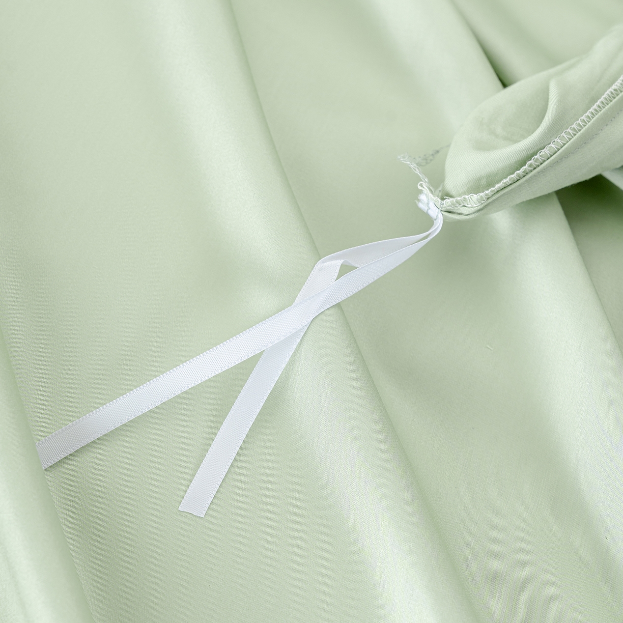 91家纺网 家纺一手货源 找家纺 轩和家居 2026新款60支竹纤维四件套天竹A类婴幼儿级别天然抑菌 淡绿