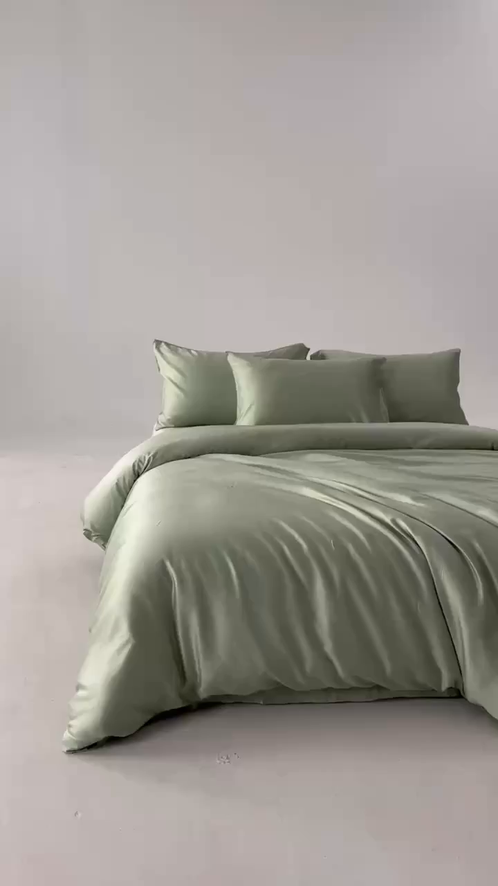 91家纺网 家纺一手货源 找家纺 轩和家居 2026新款60支竹纤维四件套天竹A类婴幼儿级别天然抑菌 淡绿