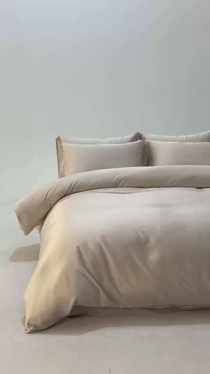 91家纺网 家纺一手货源 找家纺 轩和家居 2026新款60支竹纤维四件套天竹A类婴幼儿级别天然抑菌 奶咖