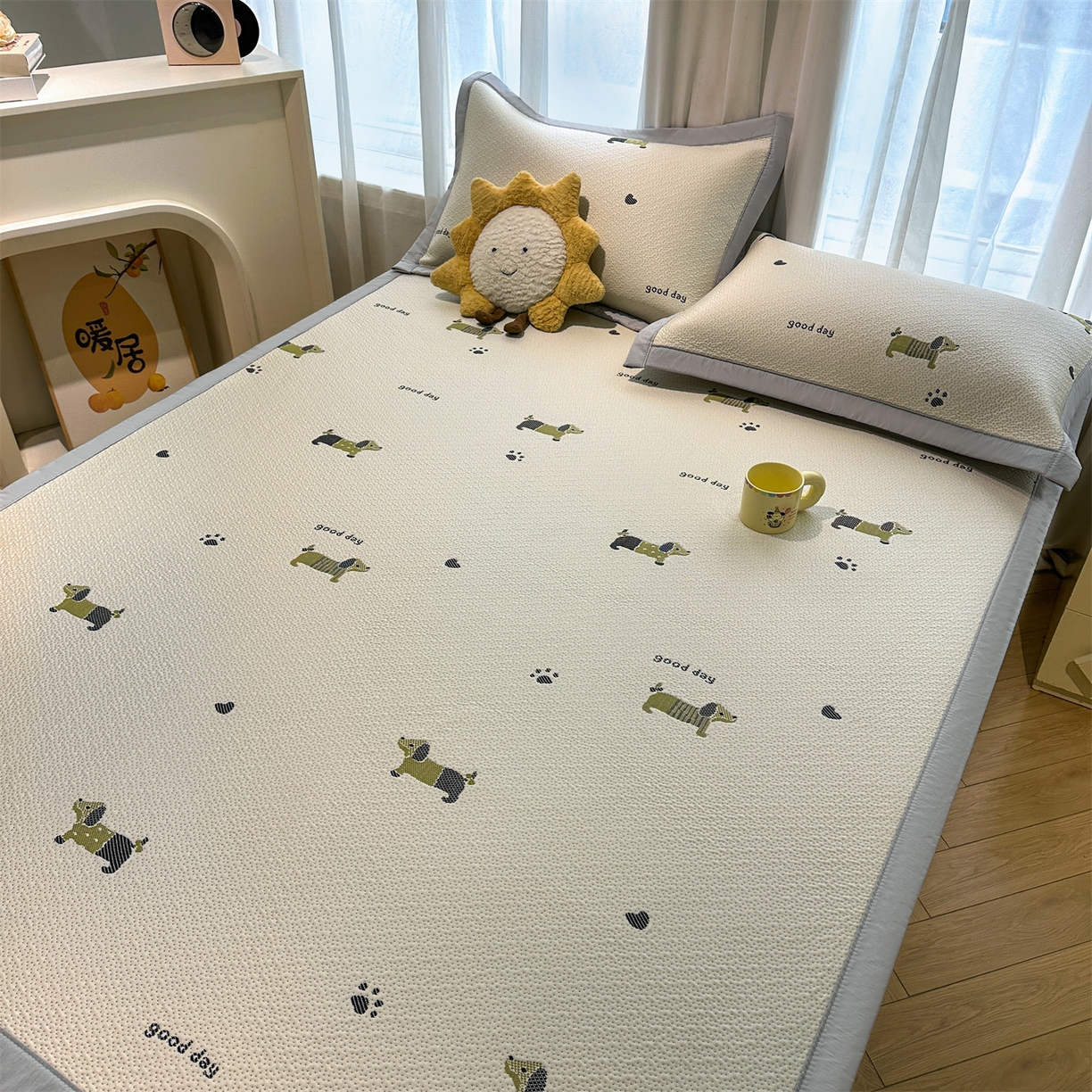 91家纺网 家纺一手货源 找家纺 （总）玉相逢 2026新款卡通提花乙纶凉感凉席-床席款