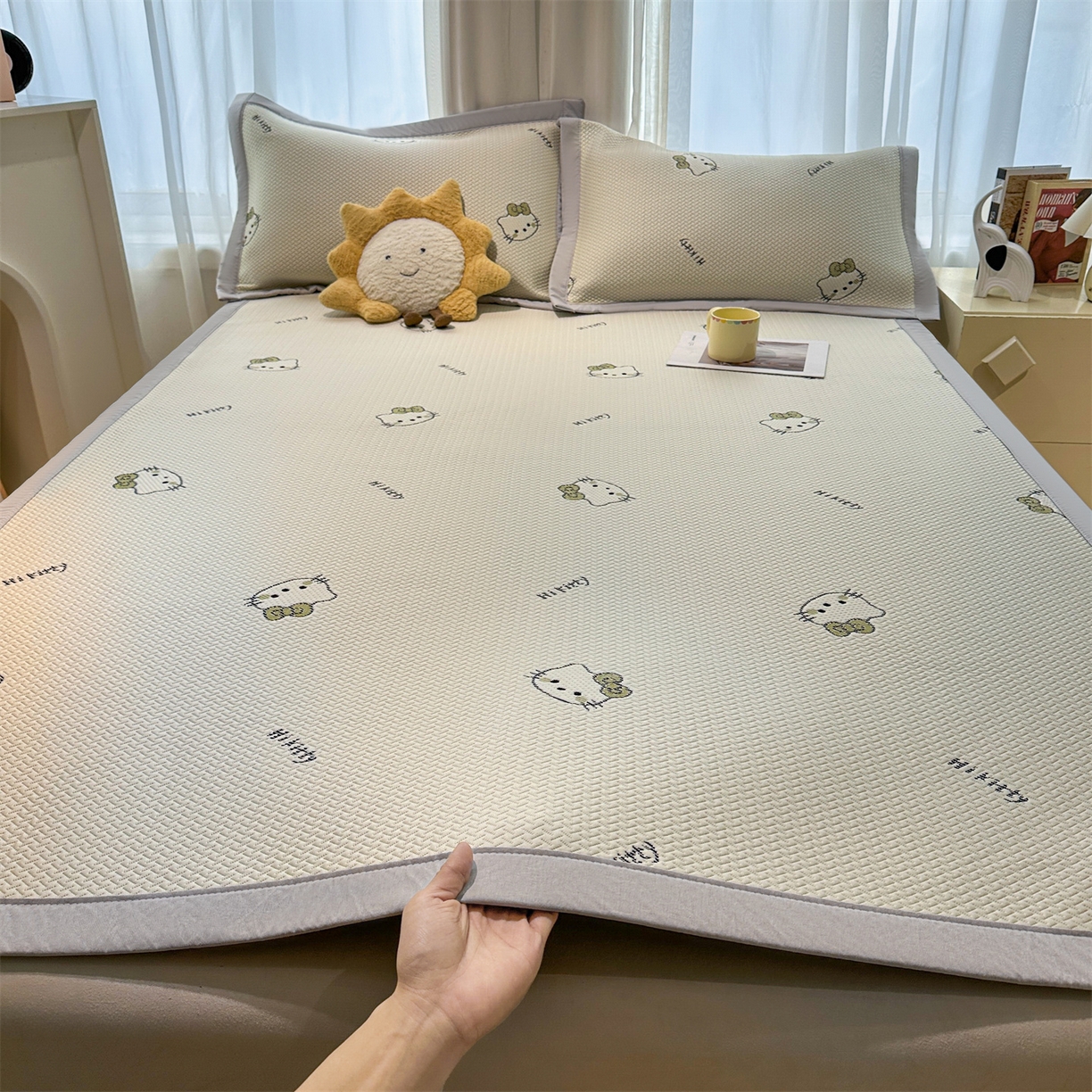 91家纺网 家纺一手货源 找家纺 玉相逢 2026新款卡通提花乙纶凉感凉席-床席款 梦境KT